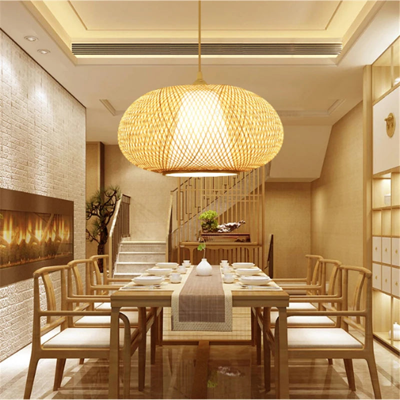 luminaire suspendu en bambou chinois pour restaurant hôtel