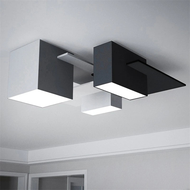 plafonnier nordique moderne simple boîte créative combinaison géométrique