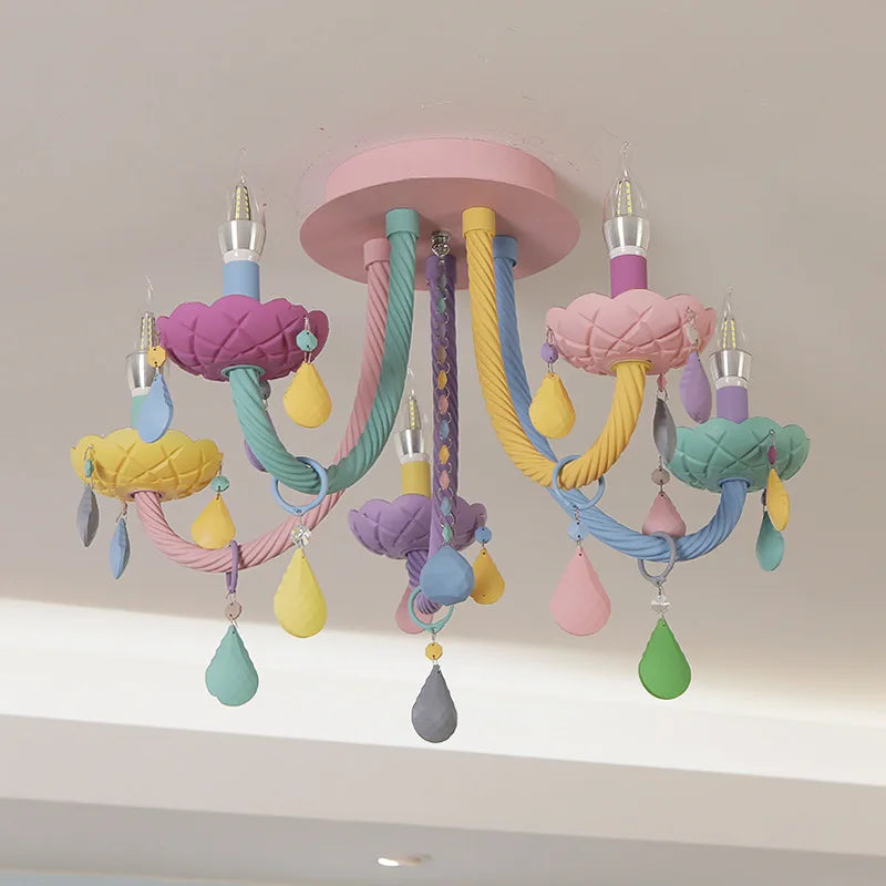 Plafonnier coloré pour enfants lustre moderne Fort chambre d'enfants avec douilles E14/E12 Moe éclairage lampe pour enfants