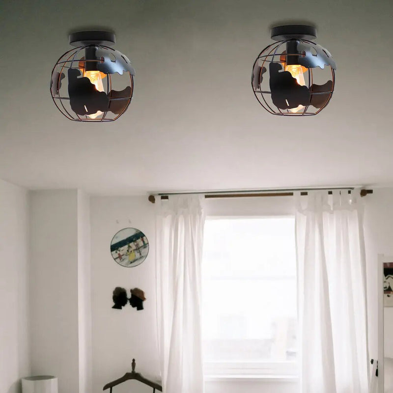 plafonnier abat-jour métallique loft cage ombre