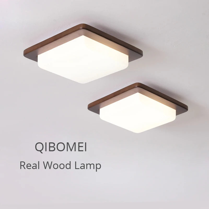 Bois véritable moderne LED lustres lumières d'intérieur pour chambre étude salon décoration de la maison lampes luminaire éclairage en caoutchouc lumière