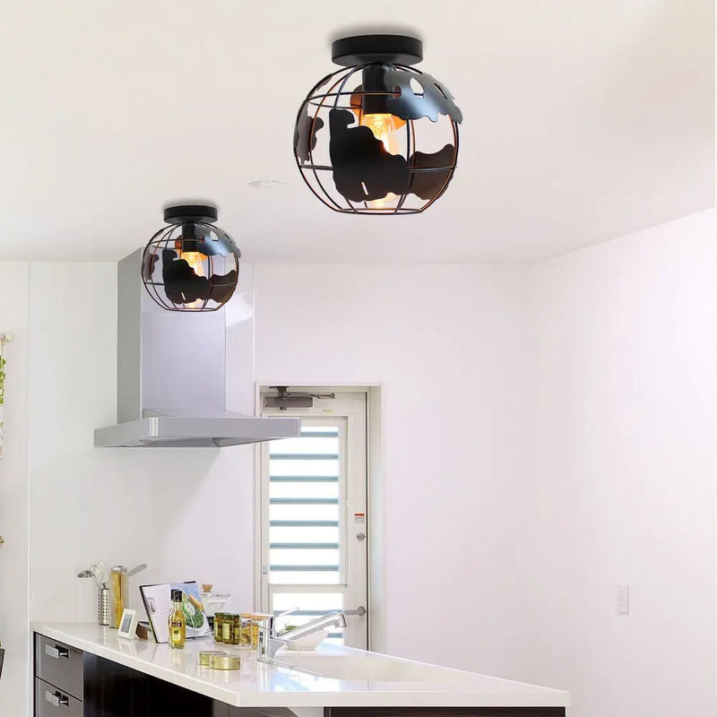 plafonnier abat-jour métallique loft cage ombre