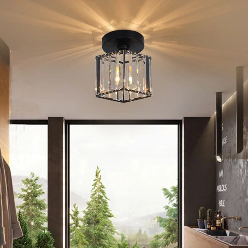 plafonnier cristal led lumières carré rond salon