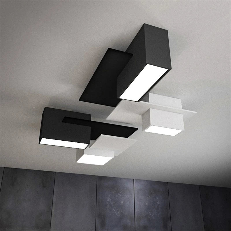 plafonnier nordique moderne simple boîte créative combinaison géométrique