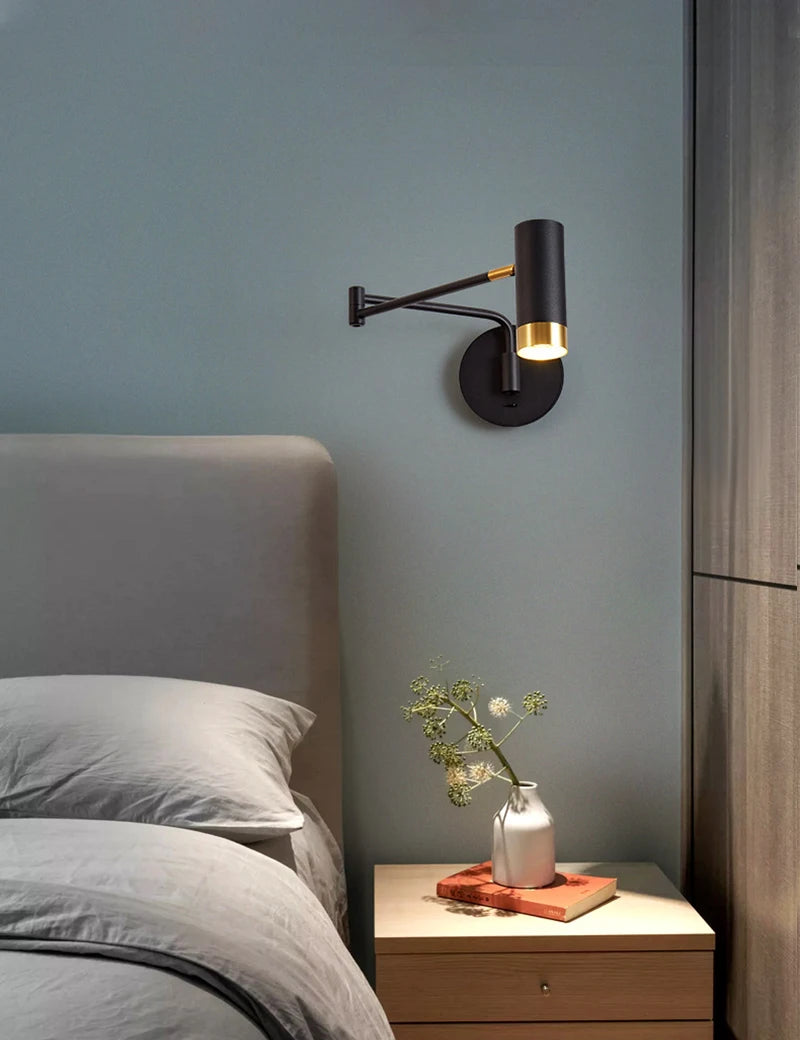 lampe de chevet murale nordique à bras pivotant minimaliste