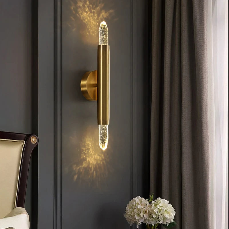 Applique murale nordique en cristal chambre salon TV fond mur bulle cristal cuivre luxe allée
