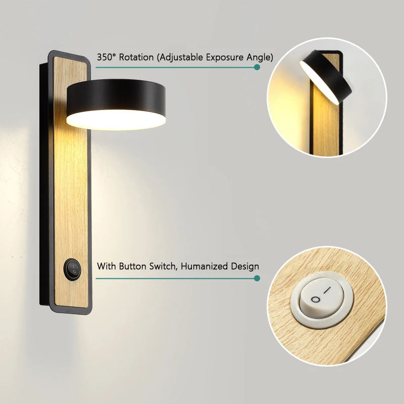 applique murale led moderne avec interrupteur pour lecture