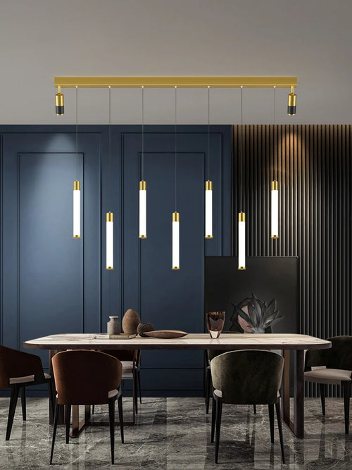 lustre led créatif moderne tuyau suspendu brillant pour maison