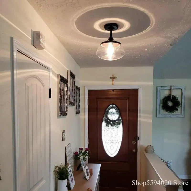 lustre rétro-industriel en cristal clair lumière intérieure