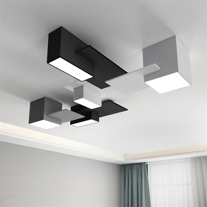 plafonnier nordique moderne simple boîte créative combinaison géométrique