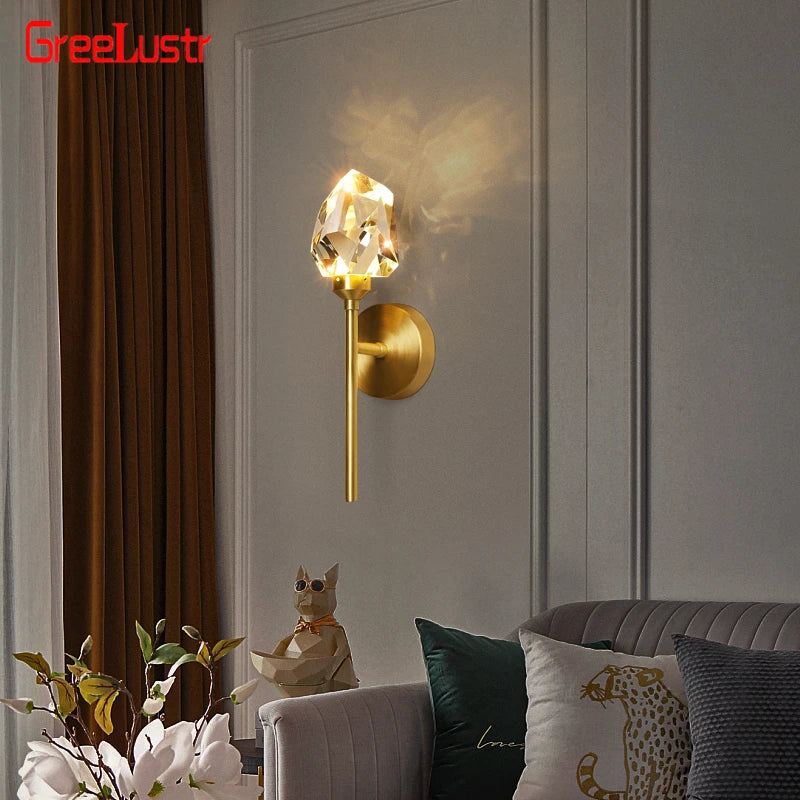 Applique murale led cristal luxe moderne décor intérieur maison chevet allée entrée.