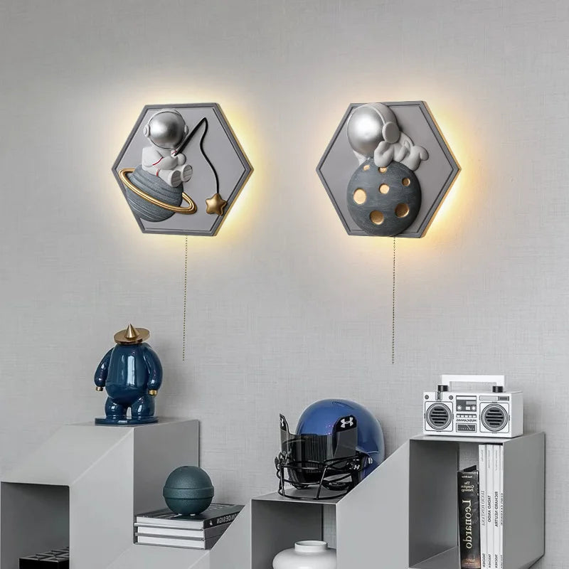 applique murale hexagonale princesse astronaute