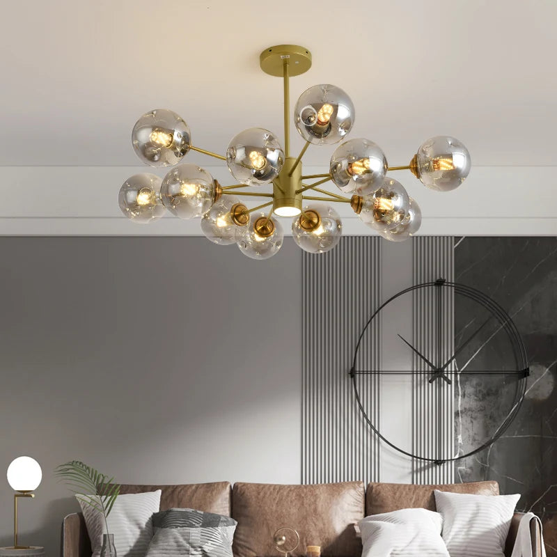 lustre moderne design haricot magique en verre intérieur
