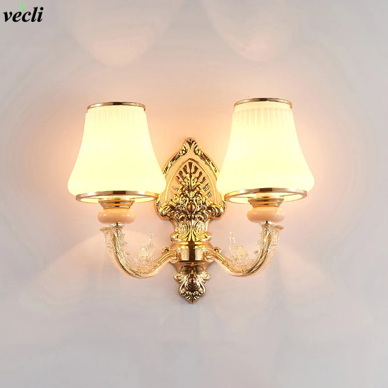 Applique murale led nordique européenne en verre doré pour décoration