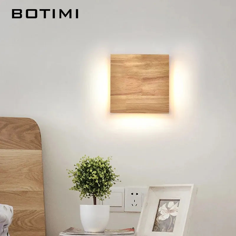Applique murale carrée en bois naturel