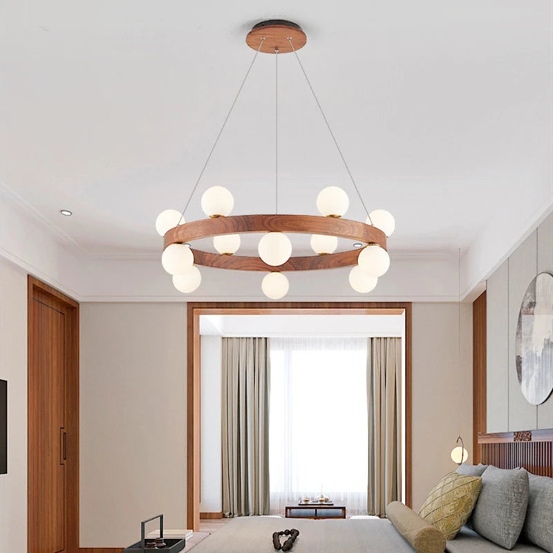 Lustre en noyer pour salon