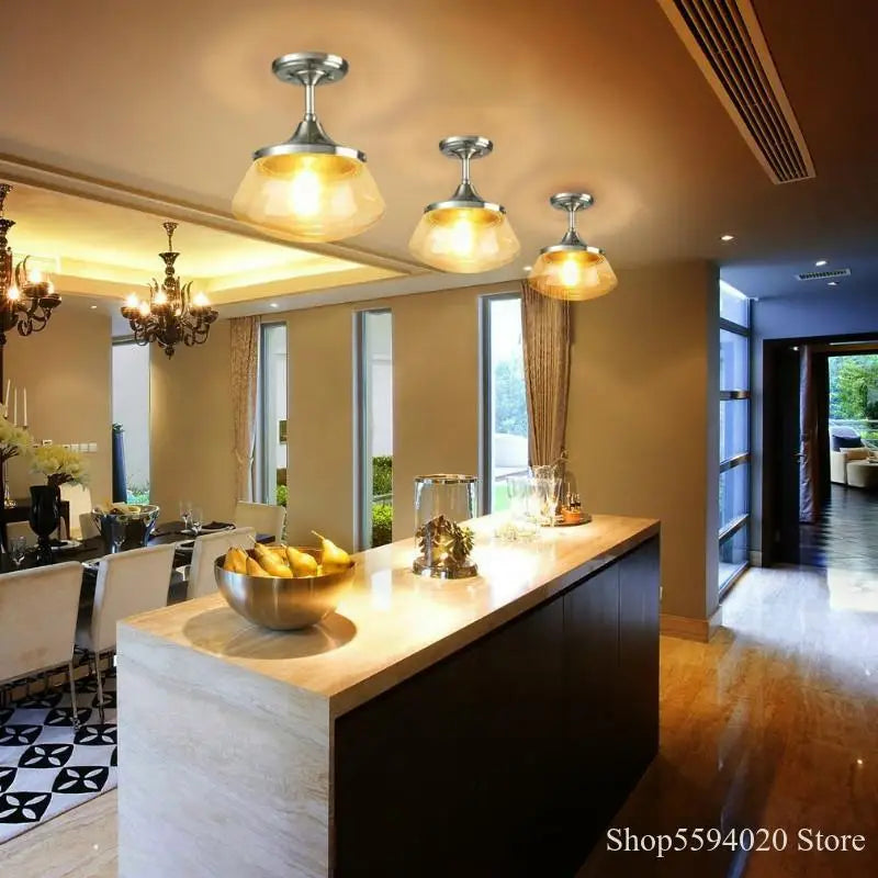 lustre rétro-industriel en cristal clair lumière intérieure