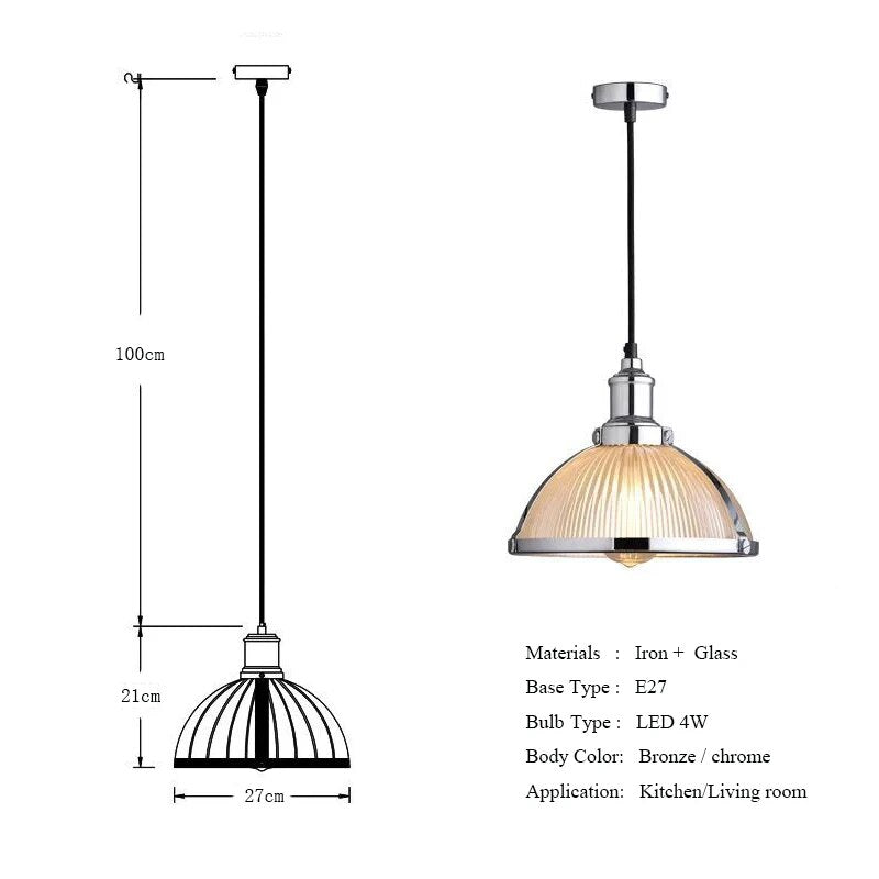 Lámpara de suspensión design Vidrio LED estilo loft industrial