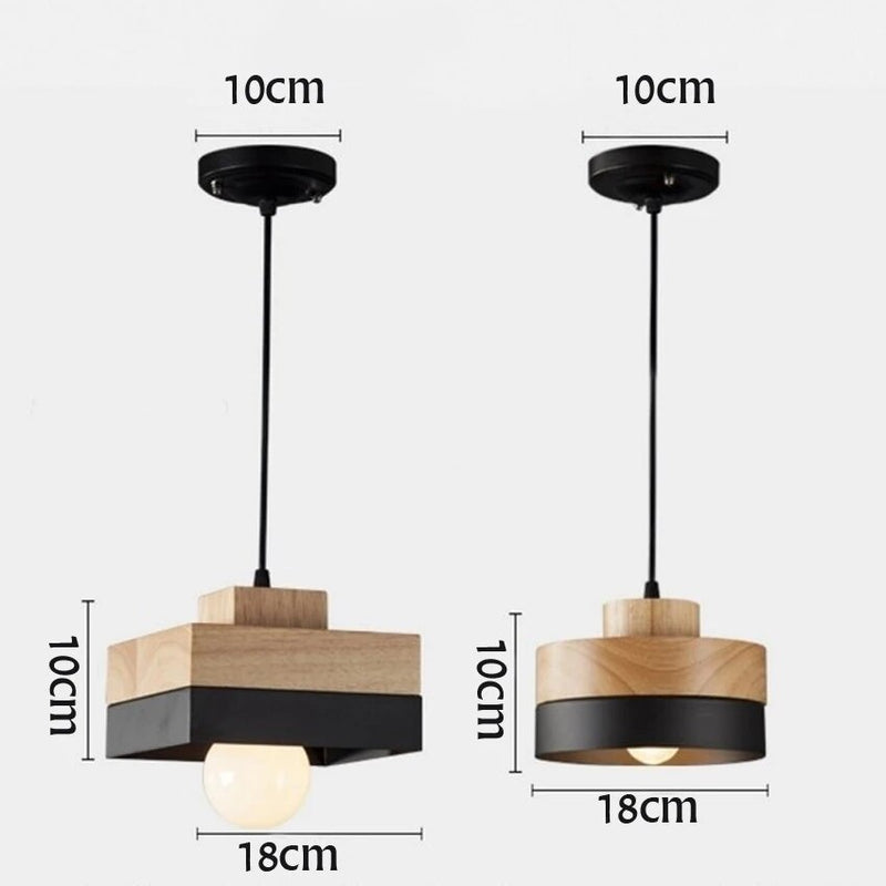 Lámpara de suspensión Madera y metal escandinavos (cuadrados o redondos)