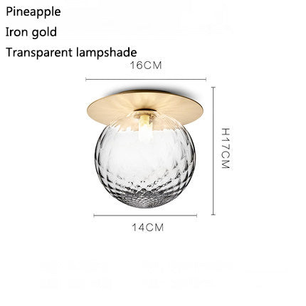 Lámpara de techo LED design oro redondo con bola de cristal Porche