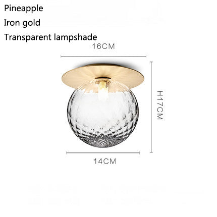 LED ceiling lamp round gold with glass ball Porch