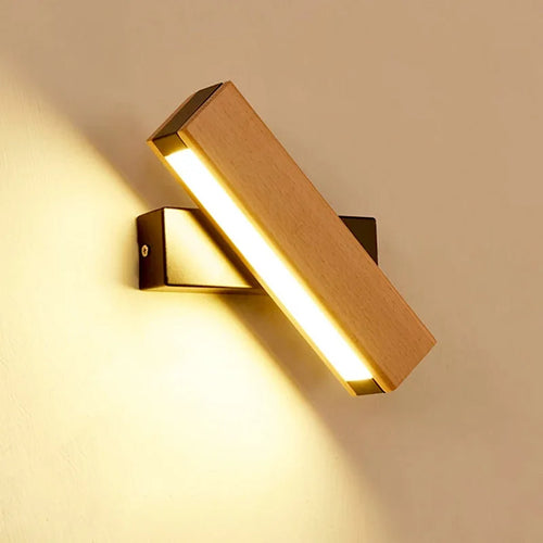 Applique murale rotative nordique en bois massif led réglable