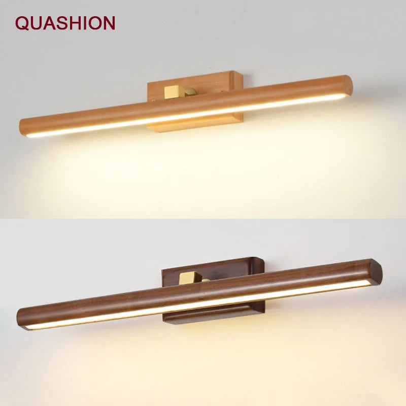 lampe de miroir scandinave en noyer noir led applique murale