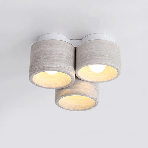 plafonnier led moderne 3 têtes en pierre de grain de bois wabi sabi