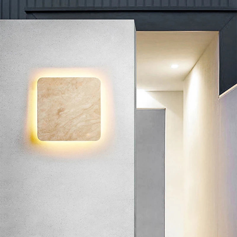 Applique murale pierre naturel Yellowstone Ip65 LED étanche carrée Villa cour entrée couloir Restaurant lumières décoratives