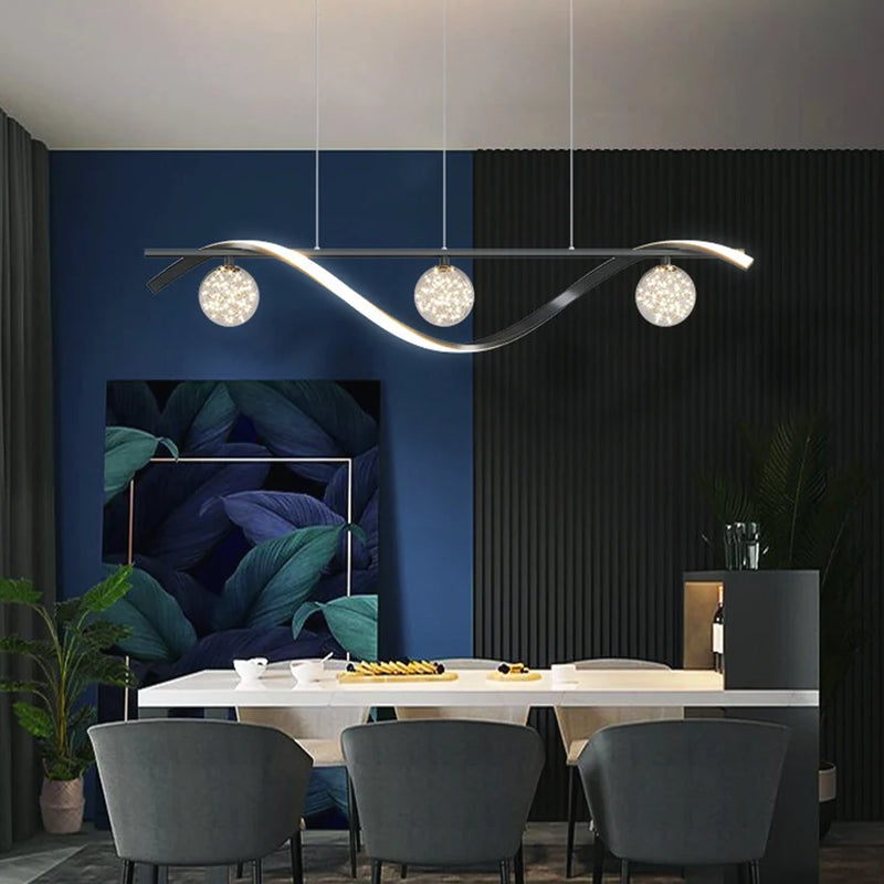 lustre sandyha led étoiles en boule de verre clair suspendue