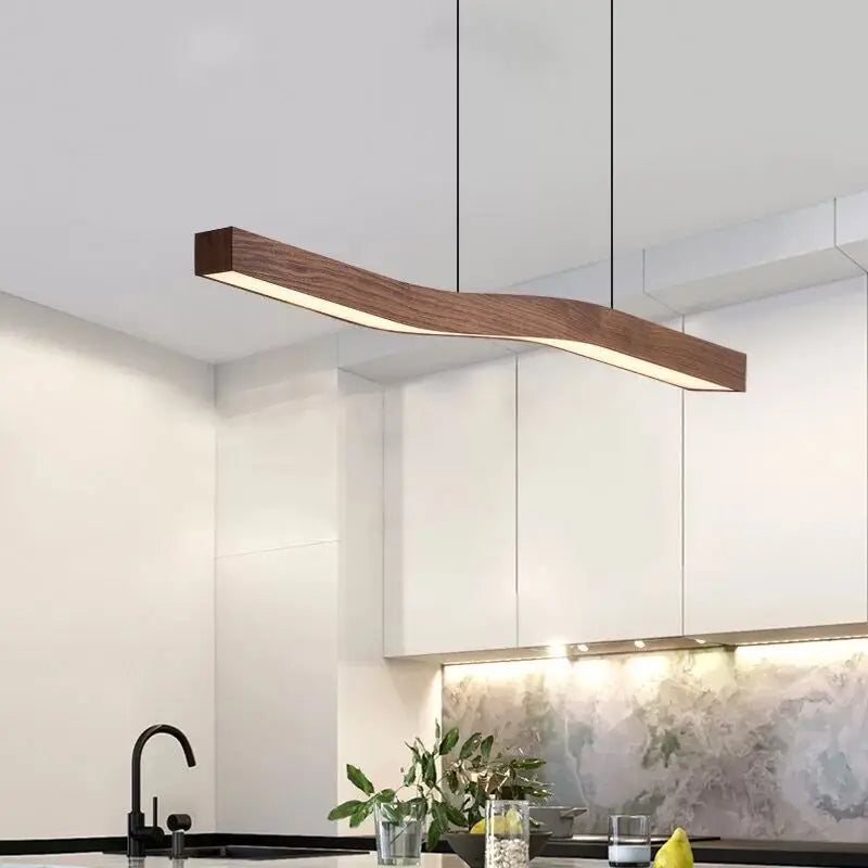 lampe suspendue imitation bois et métal intensité et fil réglables minimaliste