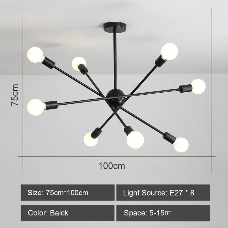 lustre moderne nordique sputnik avec éclairage led intérieur