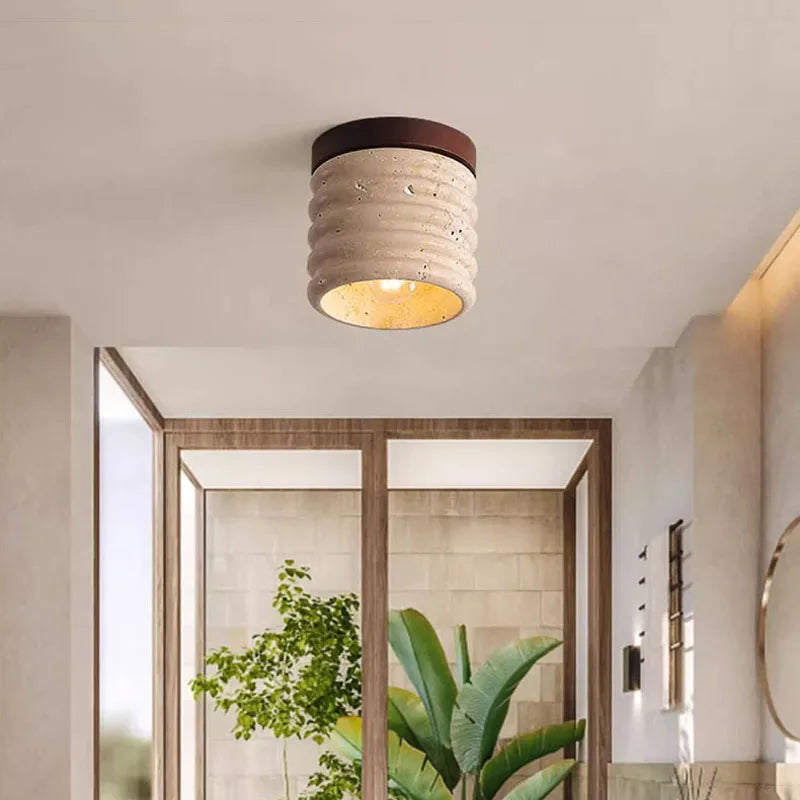 plafonnier en travertin wabi sabi pour hôtel restaurant