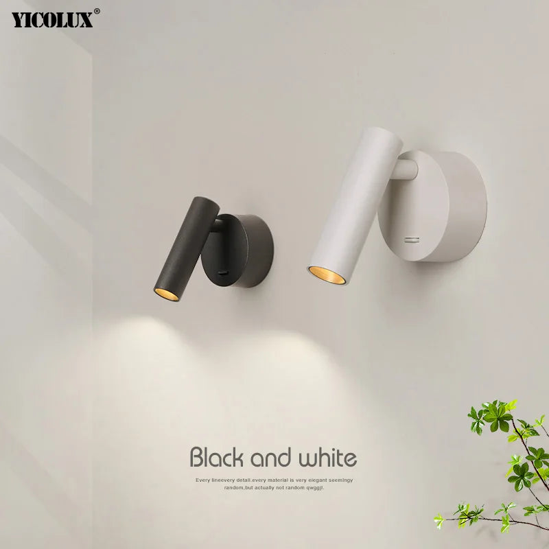 Rotatif moderne applique murale LED lampes noir blanc salon TV fond applique allée lumières projecteur éclairage intérieur décor à la maison