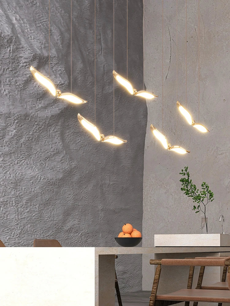 suspension led mouette acrylique de luxe éclairage intérieur