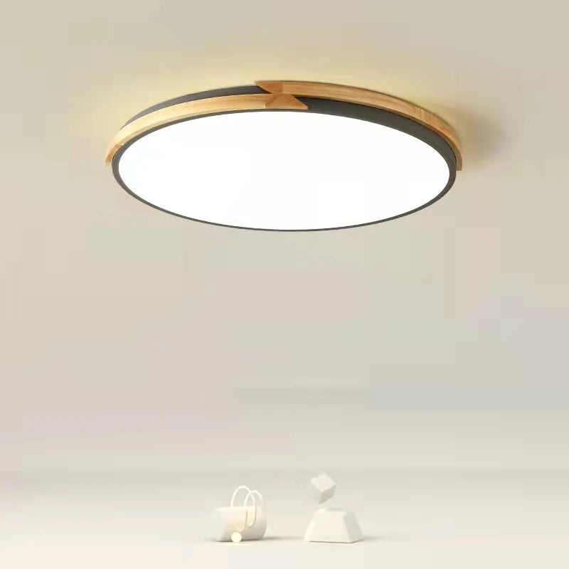 plafonnier led ultra-mince à intensité variable en bois