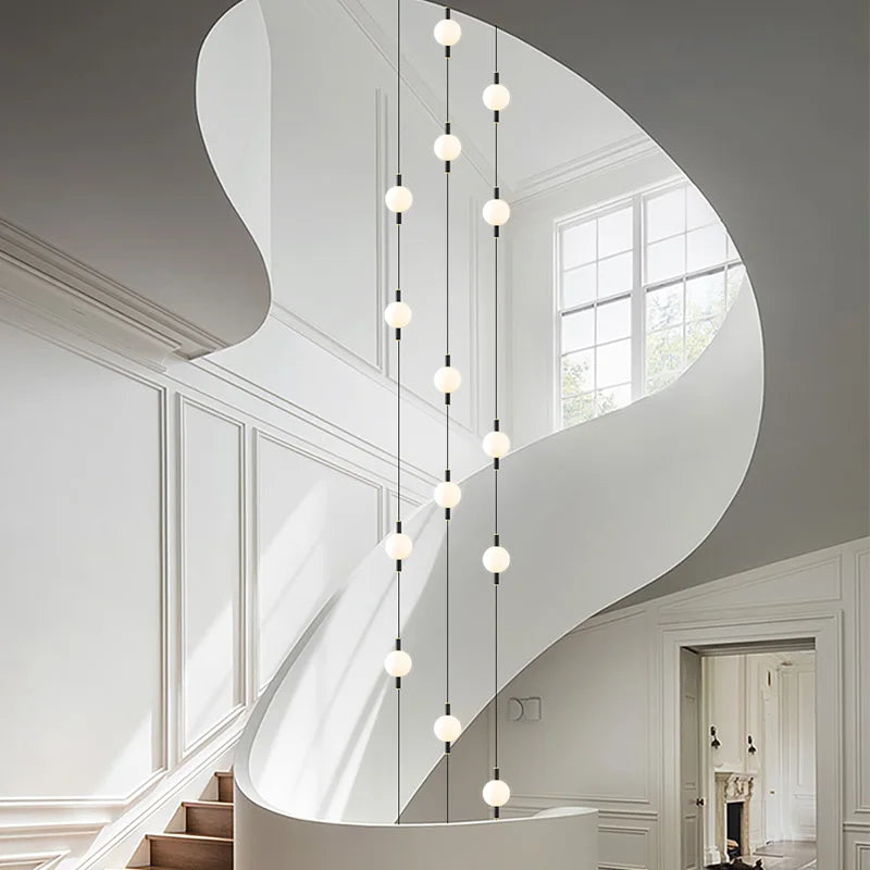 lustre design moderne villa nordique double escalier suspension