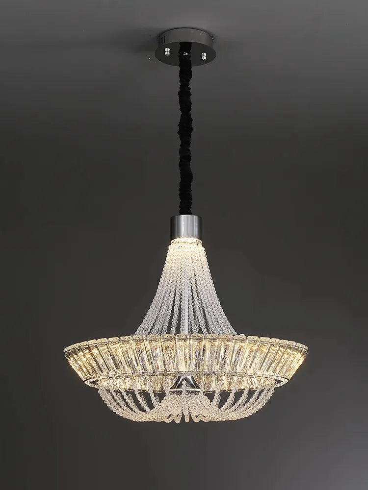 lustre moderne en cristal français led pour hôtel et villa