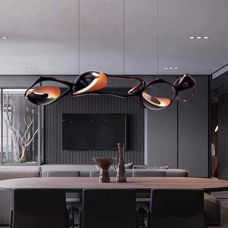 Lustre design noir et cuivré moderne