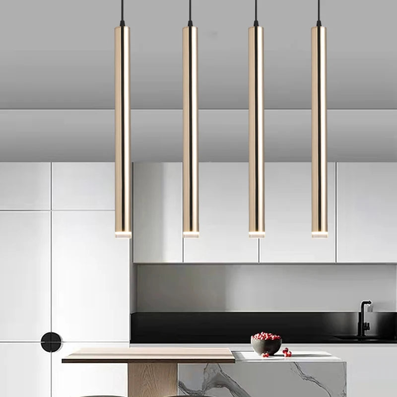 suspension led dorées design moderne pour intérieur minimaliste