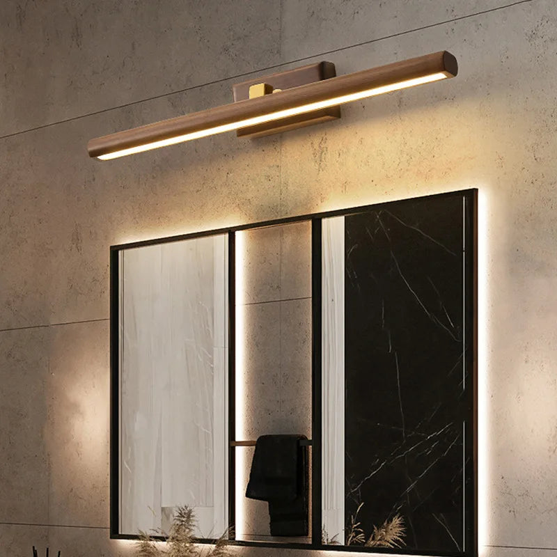 lampe de miroir scandinave en noyer noir led applique murale