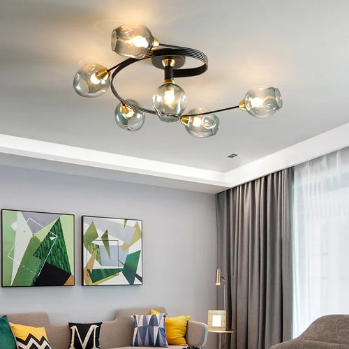 Suspension de plafond LED nordique pour salon salle à manger cuisine chambre moderne verre moléculaire suspendu lustre éclairage à la maison