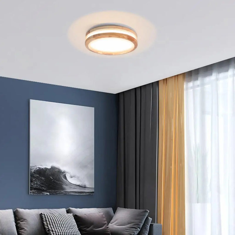 plafonnier led bois moderne nordique rond luminaire intérieur