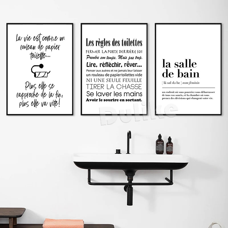 affiche minimaliste pour décoration de salle de bain et toilettes