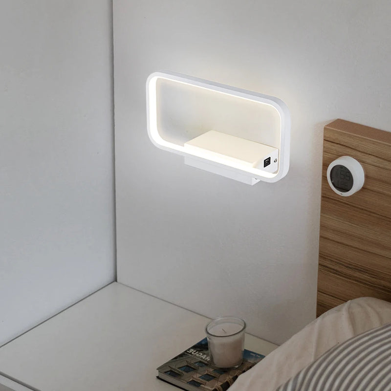 applique murale moderne tactile avec variateur et charge usb sans fil