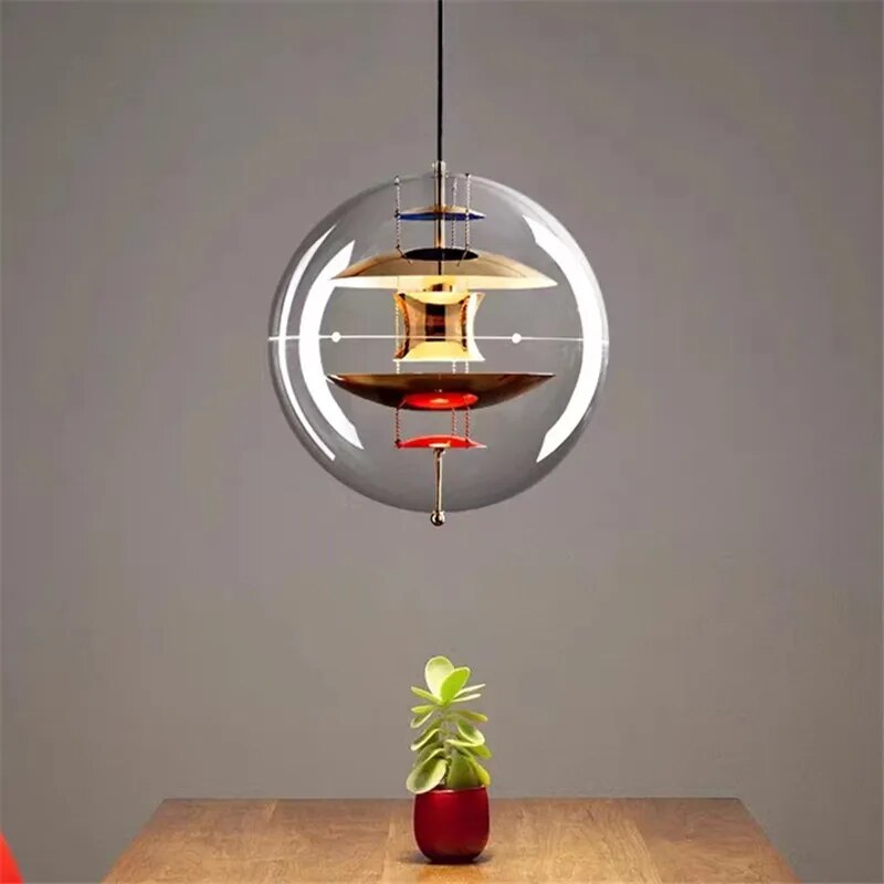 suspension boule chrome acrylique esthétique bar cafe