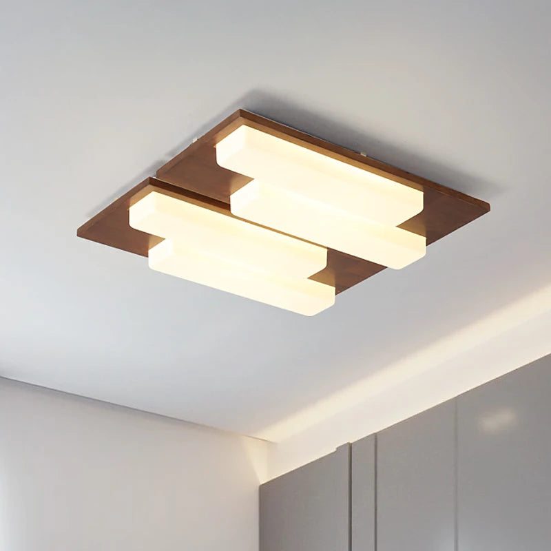 plafonniers led modernes en bois véritable 4/6/9 têtes luminaire intérieur
