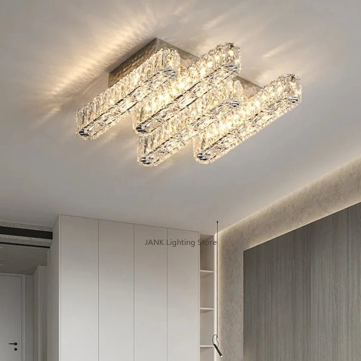 lustre post-moderne en cristal k9 led dimmable décor maison