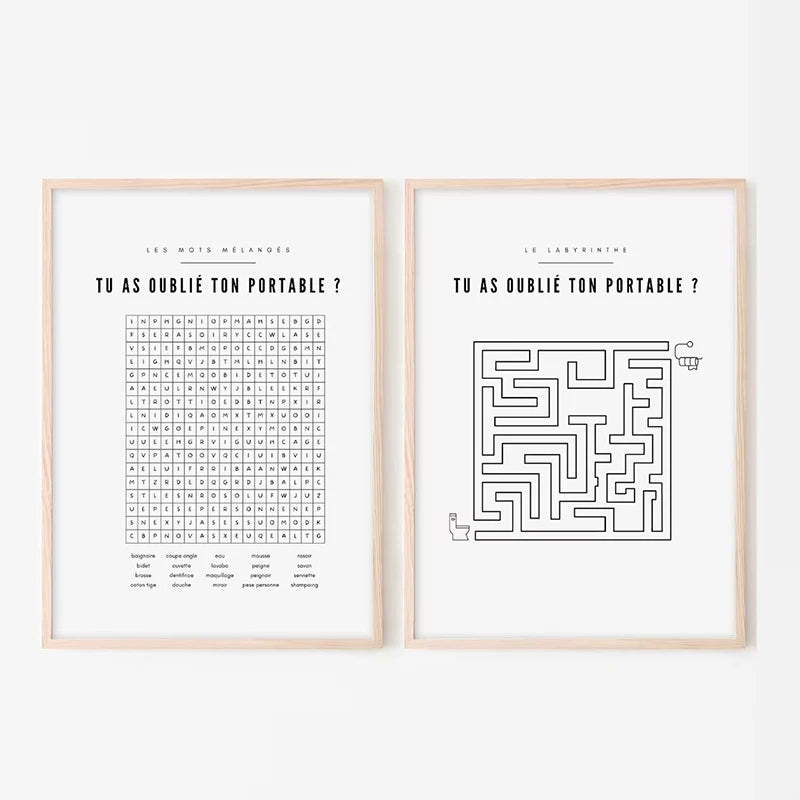 affiche minimaliste pour décoration de salle de bain et toilettes