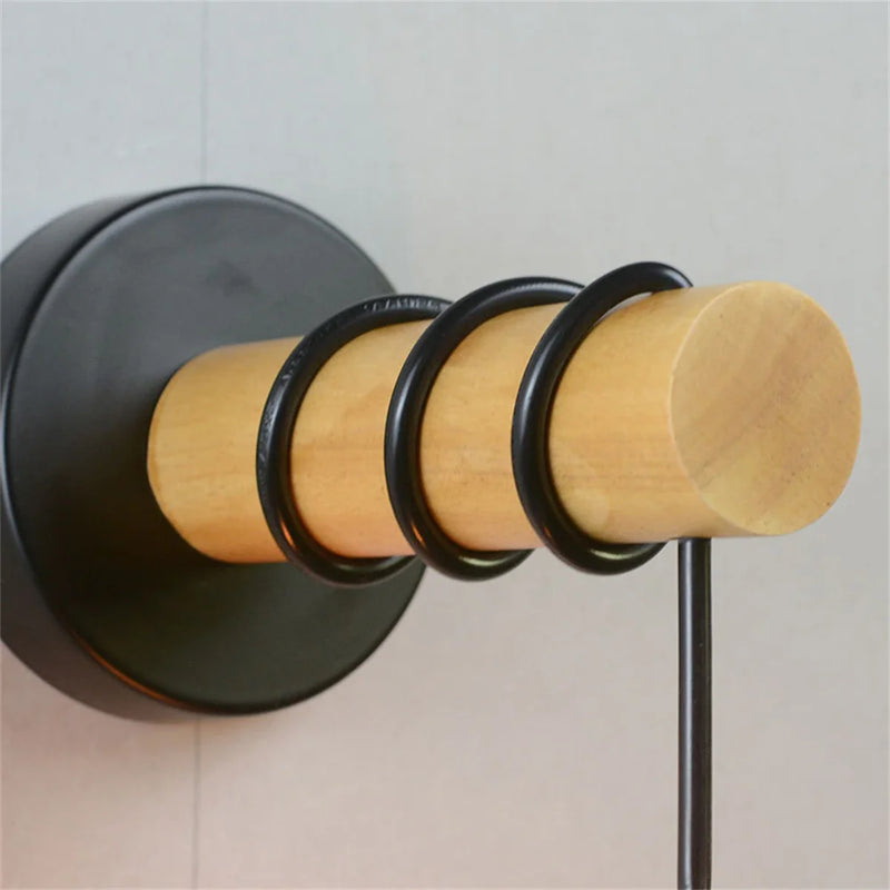 applique murale moderne loft nordique en fer et bois luminaria